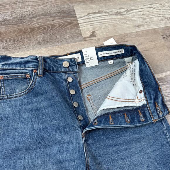 NWT Denim Forum Arlo High Rise Straight Jeans Blue 27 Y2K 90s - Picture 2 of 11